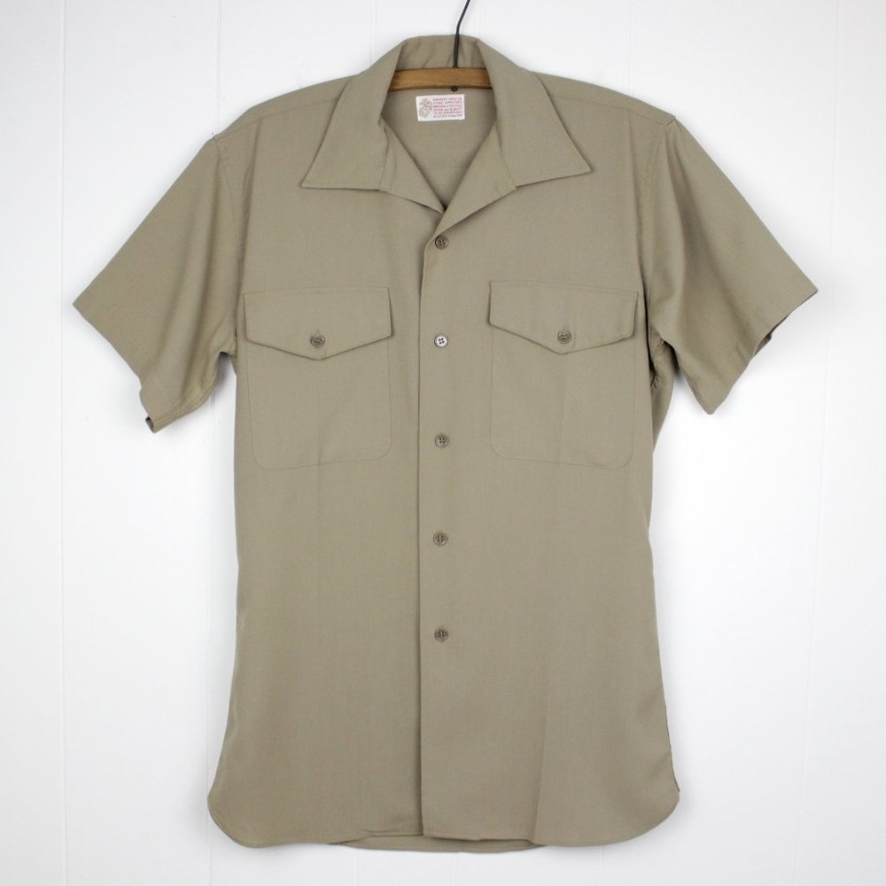 Vintage US Marine Corps Khaki Dress Shirt - Worn in Active Service